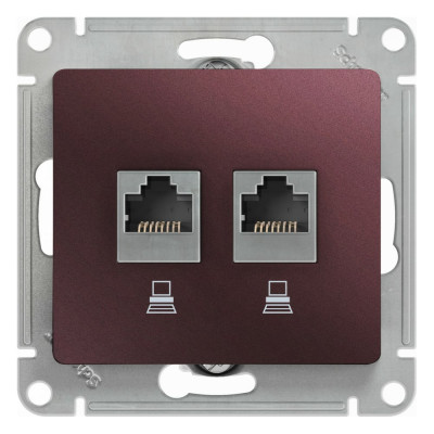 Systeme Electric ( Schneider Electric) Glossa розетка двойная компьютерная rj45+rj45, кат.5e, механизм, баклажановый GSL001185KK