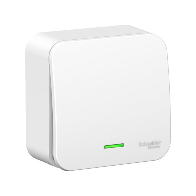 Systeme Electric ( Schneider Electric) Blanca о/у 1-клавишный выключатель (cх.1) с подсв.метал.пл.,10а,250b,белый BLNVA101121