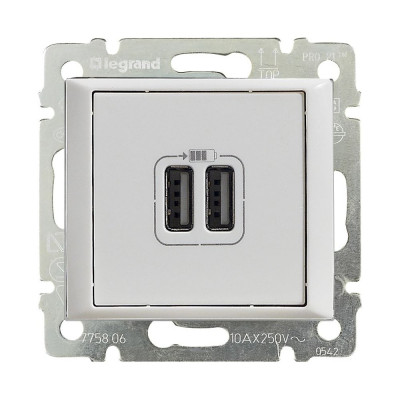 Legrand Механизм розетки 1-м USB 2мод. СП Valena бел. DIY-упак. Leg 694370