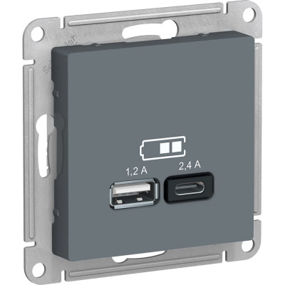 Systeme Electric ( Schneider Electric) AtlasDesign Грифиль USB A+С, 5В/2,4А, 2х5В/1,2А, механизм SE ATN000739