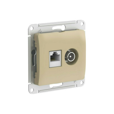 Systeme Electric ( Schneider Electric) Glossa розетка двойная тв + компьютерная rj45, кат. 5е, механизм, титан GSL000489
