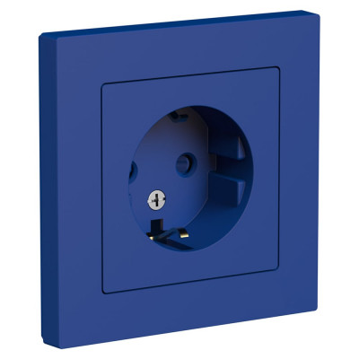 Systeme Electric Atlasdesign аквамарин розетка с/з со шт., 16а, (в сборе с рамкой) ATN001144