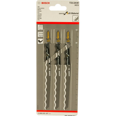 Bosch Пилки длобзика 3шт, T313AW, HCS, 126мм 2.608.635.187 155761