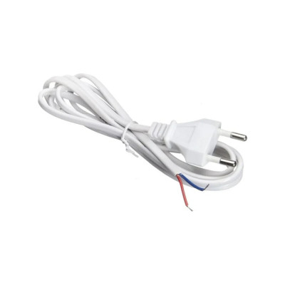 TWIST Кабель питания с вилкой без разъема 2*0,5мм2, 220V/2,5A, 1,8м, белый PCWP-1.8M-W
