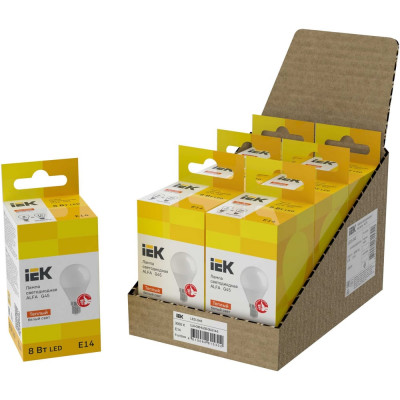 Лампа IEK LED ALFA G45 шар 8Вт 230В 3000К E14 LLA-G45-8-230-30-E14-6