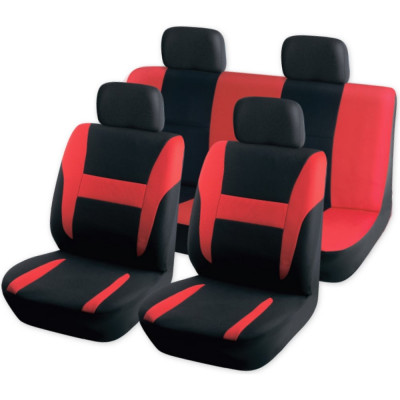 Комплект чехлов-рубашек на сиденья с подголовниками ARNEZI черный с красным 8пр A0508002