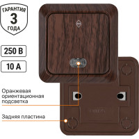 Проходной переключатель TDM ELECTRIC Ладога бук ОП одноклавишный с подсветкой SQ1801-0032