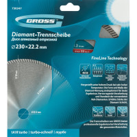 Диск алмазный отрезной турбо (230х22.2 мм) GROSS 730347