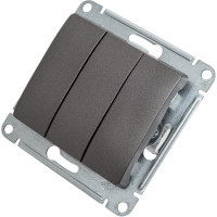 3-клавишный механизм выключателя Systeme Electric скрытой проводки Glossa 10А IP20 3 10AX графит GSL001331
