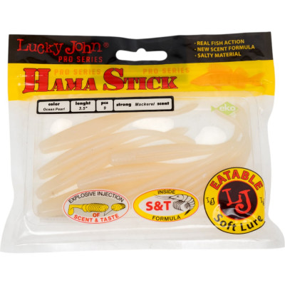 Съедобные искусственные виброхвосты LUCKY JOHN LJ Pro Series WACKY HAMA STICK 3.5in, цвет 033, 9шт. 140138-033