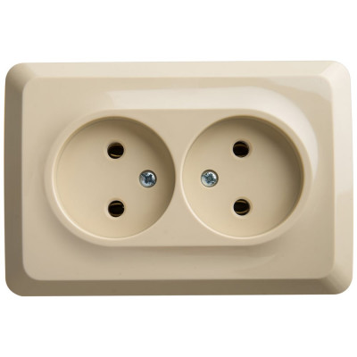 Угловая 2-местная розетка Systeme Electric открытой проводки Этюд 16А IP20 без заземления без защитных шторок кремовый PA16-105K