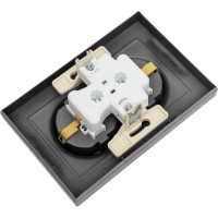 Розетка Systeme Electric AtlasDesign Сталь с/з двойная, со шторками, 16А, в сборе SE ATN000926