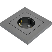 Розетка Systeme Electric AtlasDesign Сталь с/з со шторками, 16А, в сборе SE ATN000944