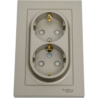 Розетка Systeme Electric AtlasDesign Шампань с/з двойная, со шторками, 16А, в сборе SE ATN000526