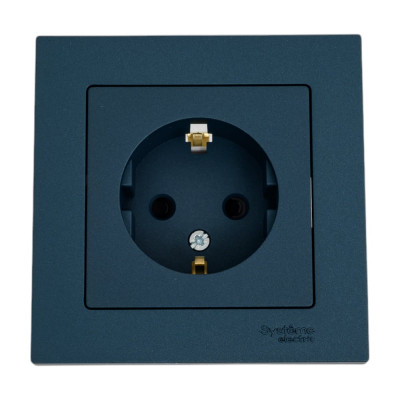 Розетка Systeme Electric AtlasDesign Изумруд с/з со шторками, 16А, в сборе SE ATN000844
