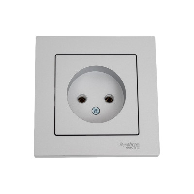 Розетка Systeme Electric AtlasDesign Алюминий б/з, 16А, в сборе SE ATN000340