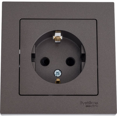 Розетка Systeme Electric AtlasDesign Мокко с/з со шторками, 16А, в сборе SE ATN000644