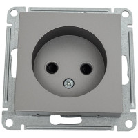 Розетка Systeme Electric AtlasDesign Сталь б/з  со шторками, 16А, механизм SE ATN000949