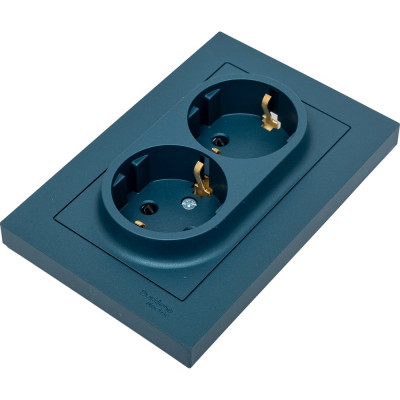 Розетка Systeme Electric AtlasDesign Изумруд с/з двойная, со шторками, 16А, в сборе SE ATN000826