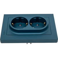 Розетка Systeme Electric AtlasDesign Изумруд с/з двойная, со шторками, 16А, в сборе SE ATN000826