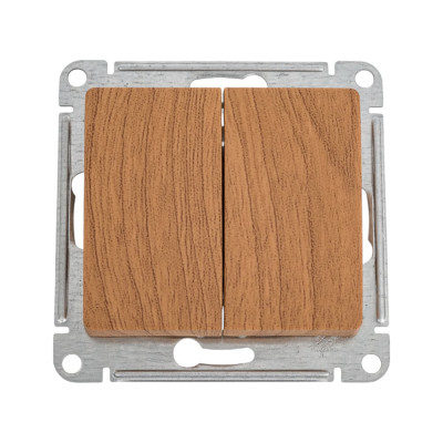 Переключатель Systeme Electric Glossa Дерево Дуб  2-клавишный, сх.6, 10АХ SE GSL000565