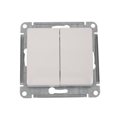 Переключатель Systeme Electric Glossa Молочный 2-клавишный, сх.6, 10AX SE GSL000965