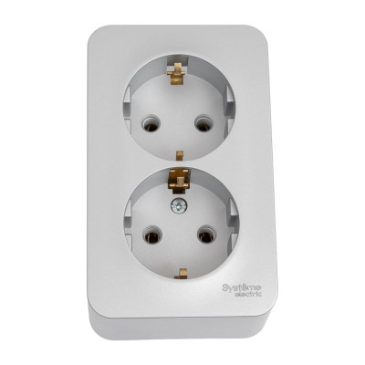Розетка Systeme Electric Blanca наруж Алюминий 2-ая с/з без шторок, 16А, 250В SE BLNRA010203