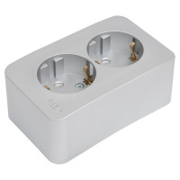 Розетка Systeme Electric Blanca наруж Алюминий 2-ая с/з без шторок, 16А, 250В SE BLNRA010203