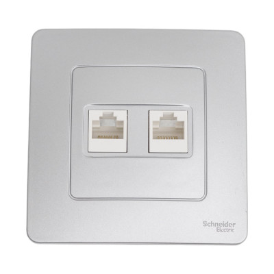 Компьютерная розетка Systeme Electric Blanca внутр Алюминий 2-ая RJ45 SE BLNIS045453