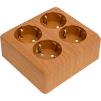 Наружная розетка Systeme Electric Этюд Дача Бук 4-ая с заземлением, со шторками SE PA16-208T