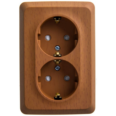 Наружная розетка Systeme Electric Этюд Бук 2-ая угловая с заземлением, со шторками 16А 250B SE PA16-108T