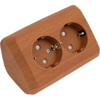 Наружная розетка Systeme Electric Этюд Бук 2-ая угловая с заземлением, со шторками 16А 250B SE PA16-108T