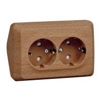 Наружная розетка Systeme Electric Этюд Бук 2-ая угловая с заземлением, со шторками 16А 250B SE PA16-108T