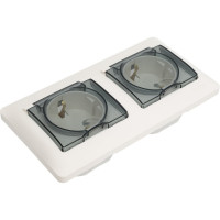 Розетка Systeme Electric Glossa Молочная 2-ая с/з, со шторками, в сборе, IP44 SE GSL000947