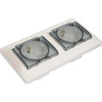 Розетка Systeme Electric Glossa Перламутр 2-ая с/з, со шторками, в сборе, IP44 SE GSL000647