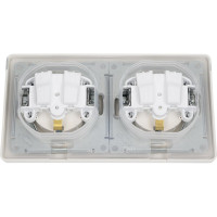 Розетка Systeme Electric Glossa Перламутр 2-ая с/з, со шторками, в сборе, IP44 SE GSL000647