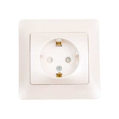 Розетка Systeme Electric Glossa Перламутр с/з со шторками, 16А в сборе SE GSL000644