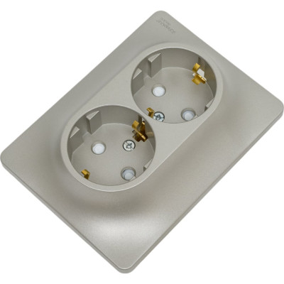 Розетка Systeme Electric Glossa Платина 2-ая с/з со шторками в сборе SE GSL001226