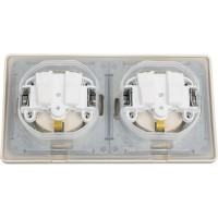 Розетка Systeme Electric Glossa Платина 2-ая с/з, со шторками, в сборе, IP44 SE GSL001247