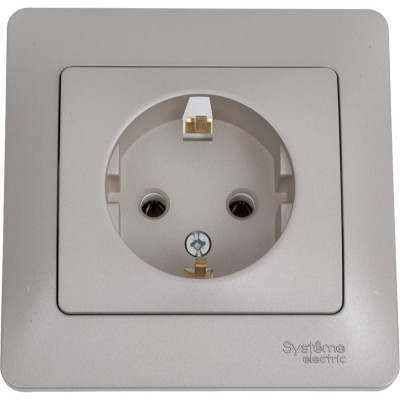 Розетка Systeme Electric Glossa Платина с/з в сборе SE GSL001242