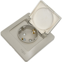Розетка Systeme Electric Glossa Платина с/з со шторками с крышкой IP20 в сборе SE GSL001246