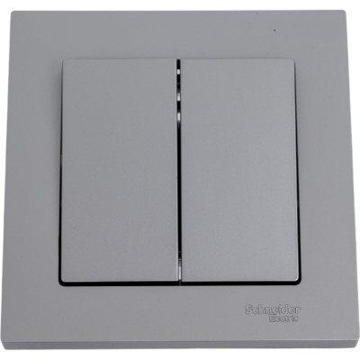 2-клавишный выключатель Systeme Electric AtlasDesign Сталь сх.5, 10АХ, в сборе SE ATN000952