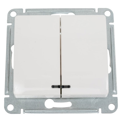 2-клавишный выключатель Systeme Electric Glossa Молочный с подсветкой, сх.5а, 10AX SE GSL000953