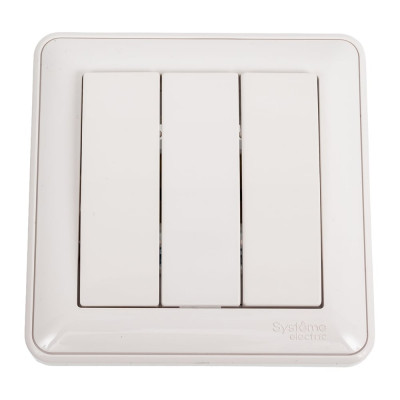 3-клавишный выключатель Systeme Electric скрытой проводки W59 10А IP20 10AX в сборе белый VS0510-351-18