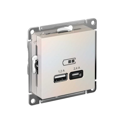Розетка USB A+С Systeme Electric AtlasDesign Шампань Жемчуг 5В/2,4А, 2х5В/1,2А ATN000439