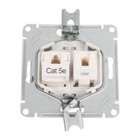 2-я розетка Systeme Electric Glossa Алюминий RJ11+RJ45, кат.5E SE GSL000385