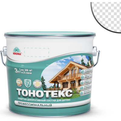 Защитно-декоративный состав для дерева KRONA Тонотекс (бесцветный; 3 л) 66330505