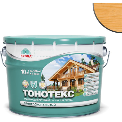 Защитно-декоративный состав для дерева KRONA Тонотекс (калужница; 10 л) 66302601
