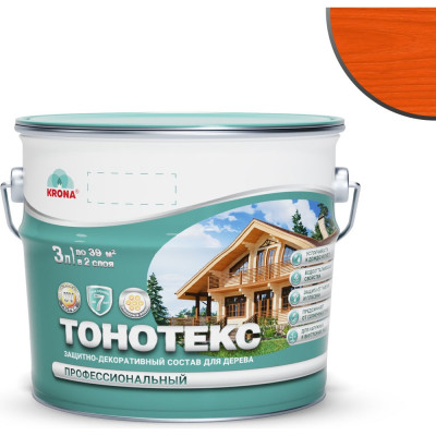 Защитно-декоративный состав для дерева KRONA Тонотекс (рябина яркая; 3 л) 66331502