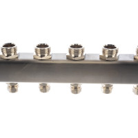 Коллекторная группа в сборе с термостатическими и запорными клапанами ONDO нерж сталь,11 вых. OKGSP011